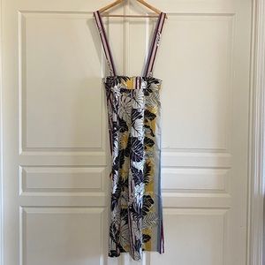 Wide Leg High Wasted Tropical Print Pants